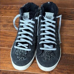 P448 Black Tweed High-Top Sneakers, 41